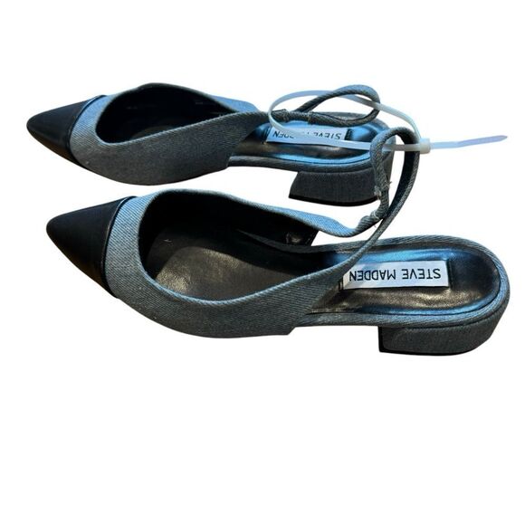 Revolve Steve Madden Coralyn Denim Jean Slingback Pointed Toe Flat NWOT - Picture 6 of 10